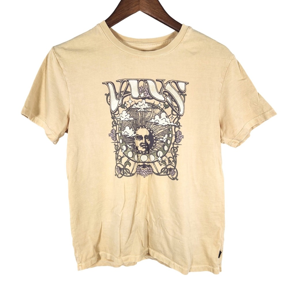 VANS Faded Yellow Ornate Sun T-Shirt Size Medium